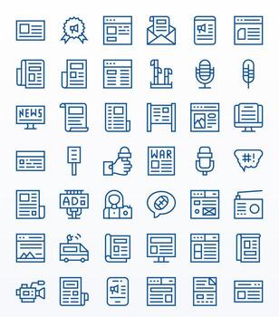 42 Icons for News optimized in PIXEL Perfect Retina Ready Regular Line resolution vector