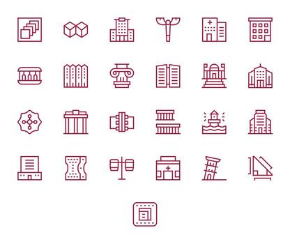 25 Pixel Optimized Regular Line Icons from Structure Collection vector