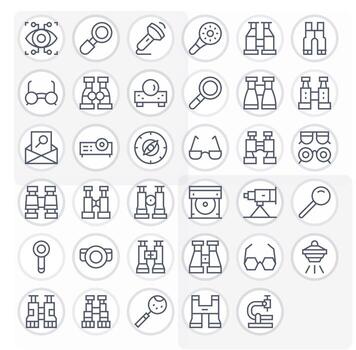 Regular Line Pixel Aligned Icons from Optical Set with 35 High Resolution Icons vector