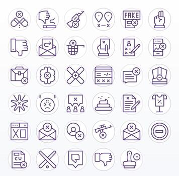 35 Display Perfect High Resolution Icons for Reject in elegant Regular Line design vector