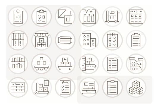 Boxes Design Icons featuring 24 Editable Thin Line Style vector