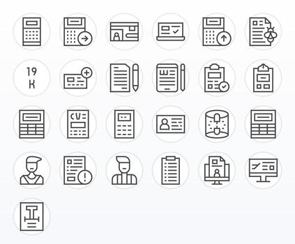 Data Entry Graphics featuring 25 Regular Line Display Perfect 128x128 Designs vector