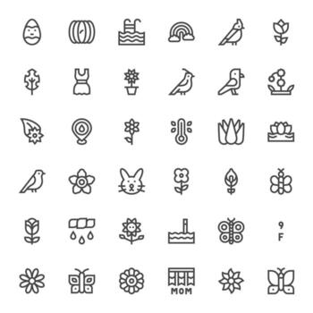 primavera prima haz con 36 alto resolución píxel Perfecto negrita línea íconos vector