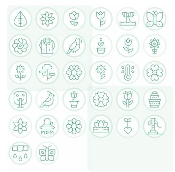 primavera último paquete con 32 retina Listo Delgado línea píxel alineado íconos vector