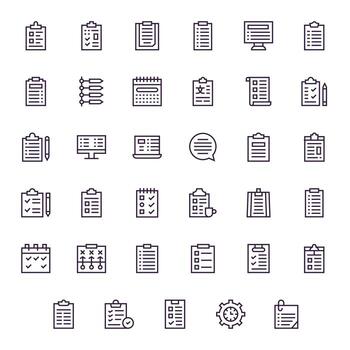 35 píxel optimizado íconos temática alrededor Tareas en 64 x 64 regular línea formato vector