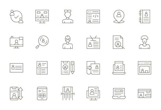 usuario datos exclusivo conjunto presentando 24 Delgado línea píxel Perfecto 256x256 íconos vector