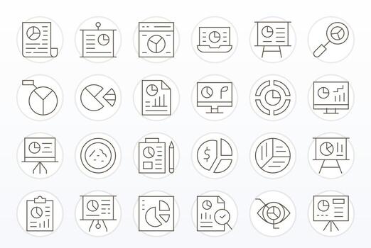 24 Pie Chart Display Perfect Icons in 256x256 Thin Line Aesthetic vector