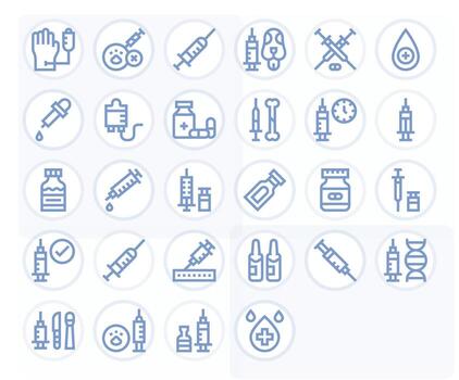 Injection Graphics Pack including 28 Bold Line High Resolution Pixel Aligned Icons vector