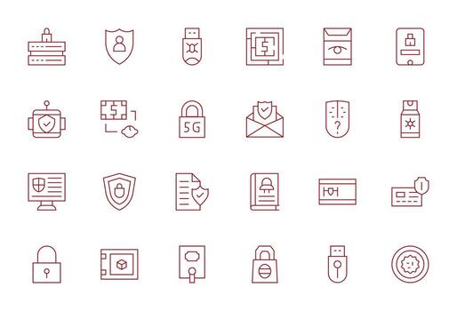 Encrypted Icon Arsenal with 24 Retina Ready Thin Line Pixel Optimized designs vector