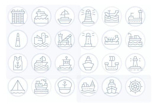 24 Display Perfect Thin Line Icons from Ship Collection vector
