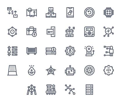 sistema exhaustivo haz con 28 píxel Perfecto negrita línea 64 x 64 íconos vector