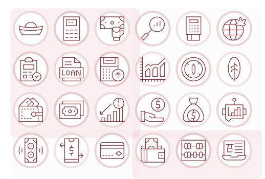 24 High Resolution Display Perfect Icons for Finance in Thin Line Theme vector