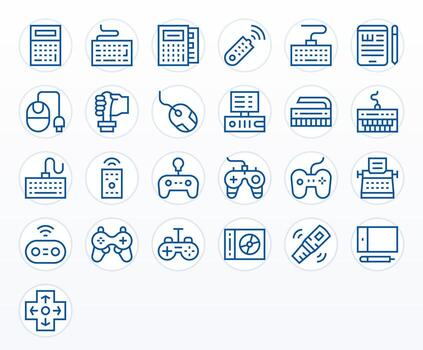 25 Regular Line Pixel Aligned Vectors for Input Device Theme