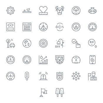 32 Indicator Grid Fitted Icons in High Resolution Thin Line Aesthetic vector