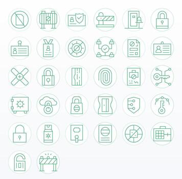 32 Thin Line Pixel Optimized Icons tailored for Access Control High Resolution interface vector