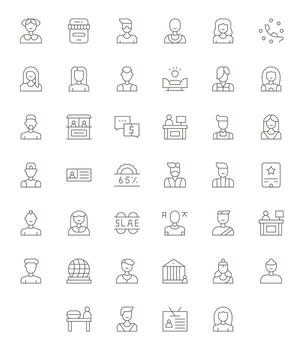 40 128x128 Thin Line Icons optimized for Customer Pixel Optimized display vector