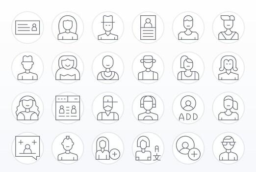 24 Grid Fitted Thin Line Icons designed for Subscriber Interface vector