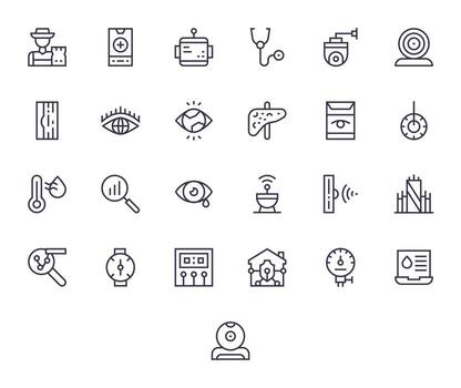 25 Regular Line Icons designed for Monitoring in High Resolution Display Perfect format vector