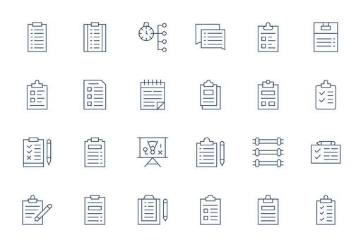 24 256x256 Thin Line Pixel Optimized Icons for Task List Projects vector