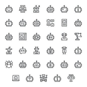 35 regular línea píxel optimizado vectores para robot tema