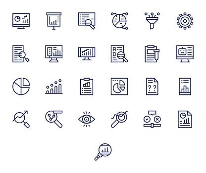 datos análisis icono colección con 25 64 x 64 regular línea diseños vector