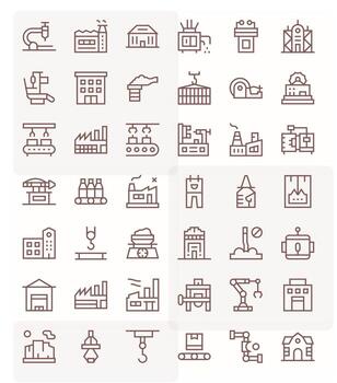 Factory Icon Arsenal with 42 High Resolution Regular Line PIXEL Perfect designs vector
