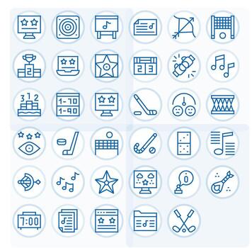 Score Scalable Set featuring 35 Display Perfect Regular Line Retina Ready Icons vector