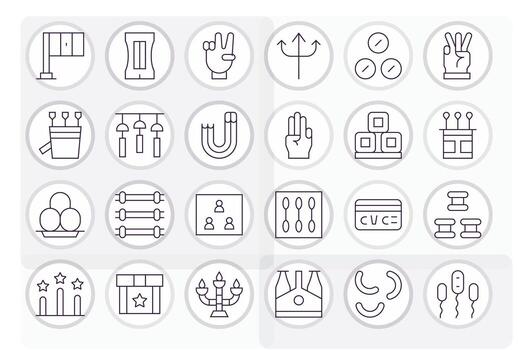 Thin Line Grid Fitted Icons from Three Set with 24 64x64 Icons vector