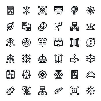 36 Bold Line Pixel Aligned Icons crafted for Data Flow 64x64 applications vector