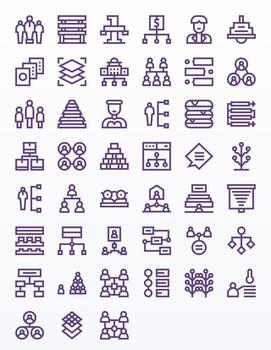 Hierarchy including 45 High Resolution Bold Line Illustrations vector