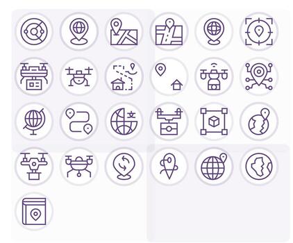 Mapping Essential Set including 25 Display Perfect Regular Line 64x64 Icons vector
