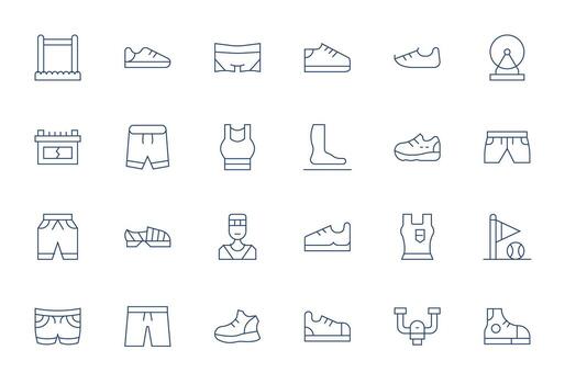 24 Pixel Aligned Thin Line Icons from Running Collection vector