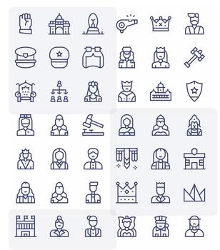 42 Regular Line Icons for Authority in crisp 128x128 Editable resolution vector