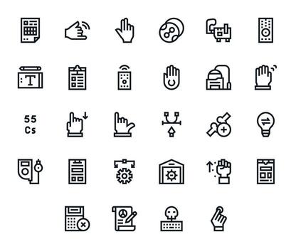 28 Grid Fitted Bold Line Icons designed for Input Interface vector