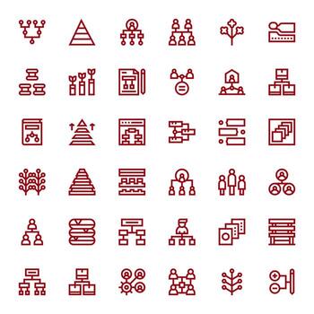 Hierarchy Graphics Pack including 36 Bold Line High Resolution PIXEL Perfect Icons vector