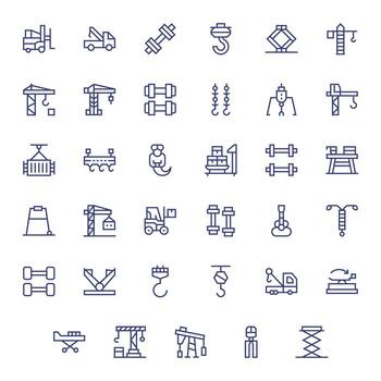 35 Pixel Optimized Regular Line Icons from Lifting Collection vector