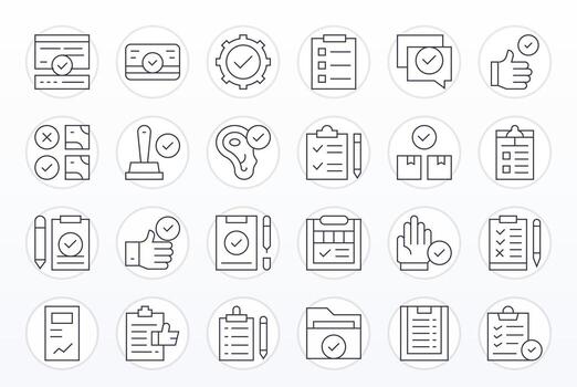 24 Thin Line PIXEL Perfect Icons crafted for Tick 256x256 applications vector