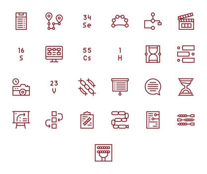 secuencia escalable conjunto presentando 25 píxel alineado regular línea 256x256 íconos vector