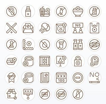 Not Allowed Ultimate Package with 35 128x128 Regular Line Pixel Optimized Icons vector