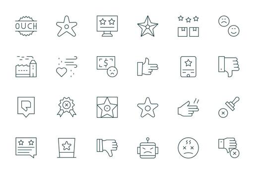 Bad Scalable Set featuring 24 PIXEL Perfect Thin Line 128x128 Icons vector