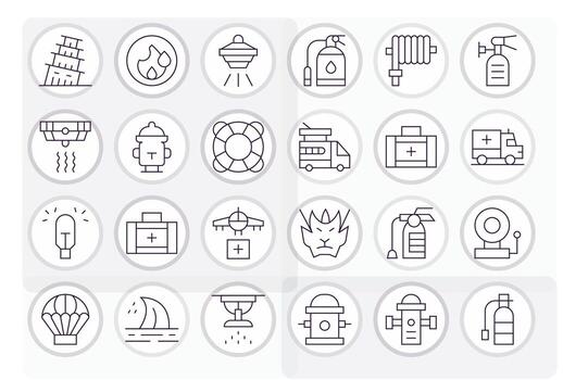 Emergency Response Ultimate Package with 24 High Resolution Thin Line PIXEL Perfect Icons vector