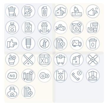 32 PIXEL Perfect Thin Line Icons from Refuse Collection vector