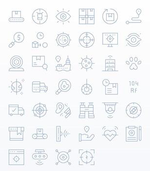 rastreo icono conjunto con 40 Delgado línea 256x256 monitor Perfecto gráficos vector