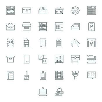 32 Retina Ready Thin Line Icons optimized for Organize Grid Fitted display vector