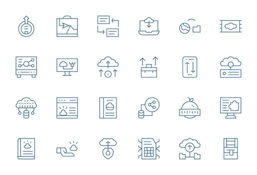 File Sharing Professional Set with 24 Thin Line Display Perfect High Resolution Icons vector
