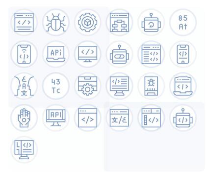Programming Comprehensive Bundle with 25 Detail Enhanced Regular Line 128x128 Icons vector