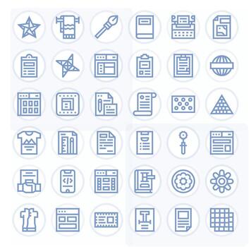 Template Icon Toolkit featuring 36 Grid Fitted 128x128 Bold Line elements vector