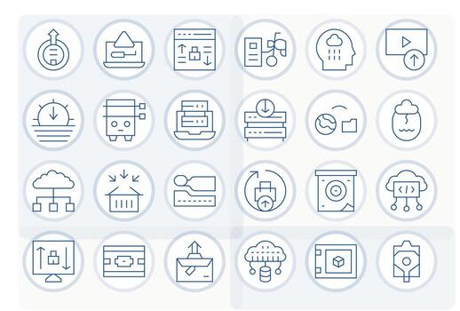 Cloud Storage Icon Set with 24 Thin Line 256x256 Pixel Optimized Graphics vector