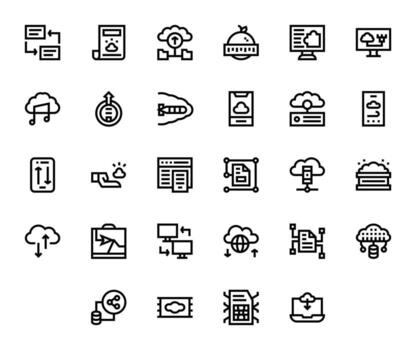 File Sharing Comprehensive Bundle with 28 Editable Bold Line 128x128 Icons vector