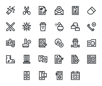 28 negrita línea píxel optimizado íconos hecho a mano para Eliminar 128x128 aplicaciones vector